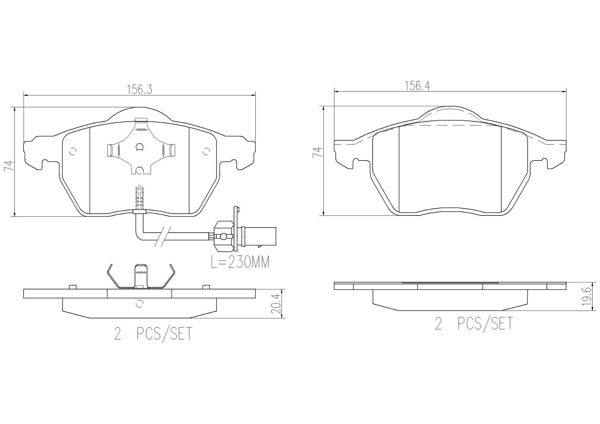 Audi VW Disc Brake Pad Set - Front (Ceramic) 4D0698151J - Brembo P85085N